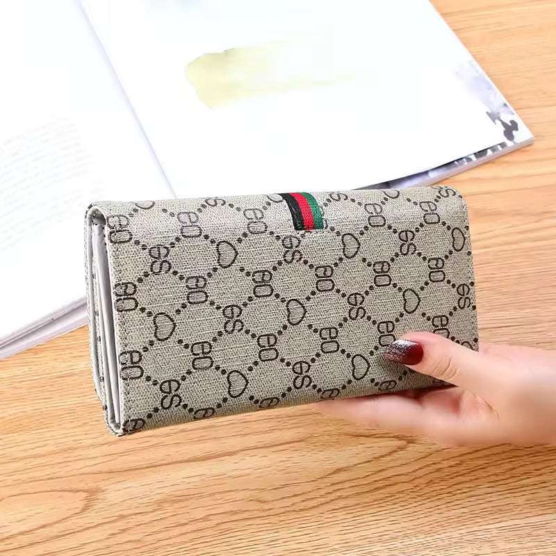 Women's Long Soft Wallet Multifunctional Buckle Fashionable Waterproof-F-2