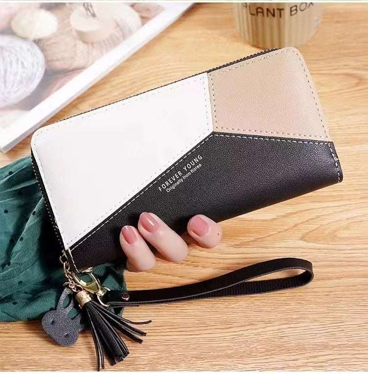 2024 new splicing long wallet ladies clutch bag female large capacity