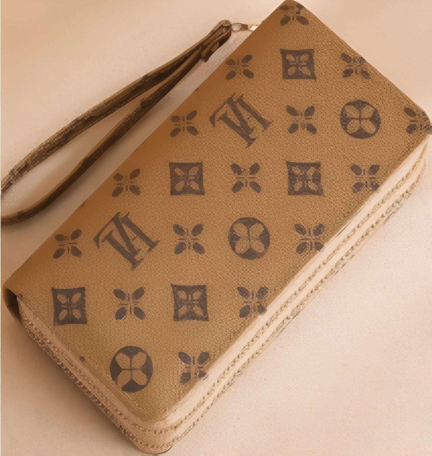 Luxury designer double zipper pocket wallet, large capacity for women-F-1