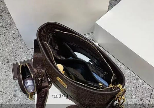 2024 Trendy Branded Leather Crossbody Chain Bag 2-piece set - 3-The Fashionista
