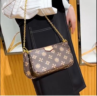 3 in 1 underarm bag leather ladies printed chains shoulder bag purse set - 5-The Fashionista 