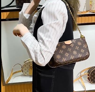 3 in 1 underarm bag leather ladies printed chains shoulder bag purse set - 2-The Fashionista 