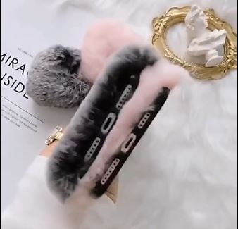 Luxury Love Heart Key Chain Fur Hair Plush Soft Phone Case