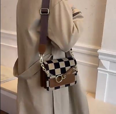 Luxury Checkerboard Fabric Flap Crossbody Sling Bags for Women