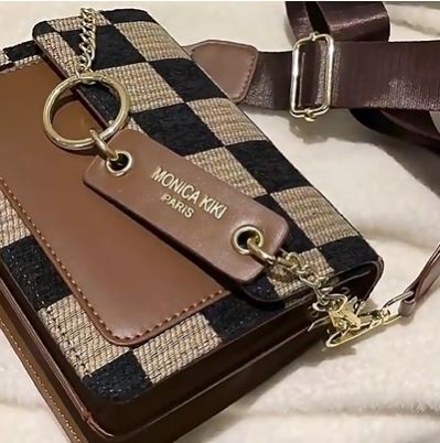 Luxury Checkerboard Fabric Flap Crossbody Sling Bags for Women