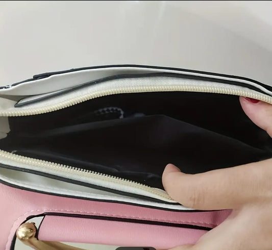 Color Contrast Crossbody Bag, PU Leather Handbag, Women's Flap Purse -3-- The Fashionista 