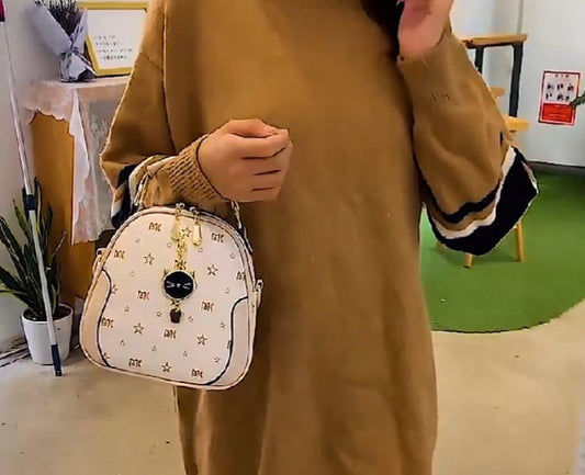 Cute Cat Shape Pendant Trendy Shoulder Bag, Double Zipper - 3-The Fashionista 