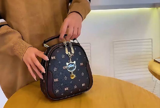 Cute Cat Shape Pendant Trendy Shoulder Bag, Double Zipper - 2-The Fashionista 