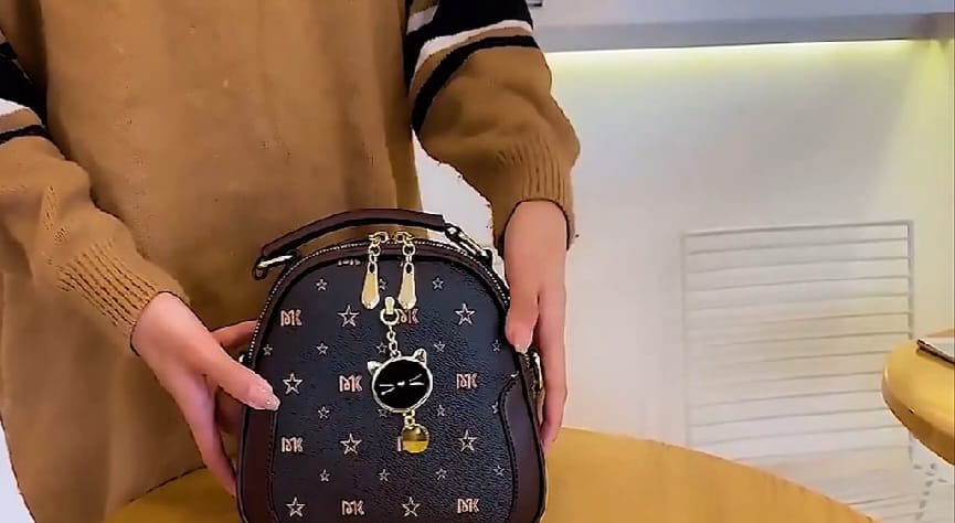 Cute Cat Shape Pendant Trendy Shoulder Bag, Double Zipper - 1-The Fashionista 