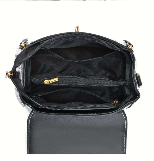 Elegant Korean Plaid PU Leather Shoulder Crossbody Bag For Women