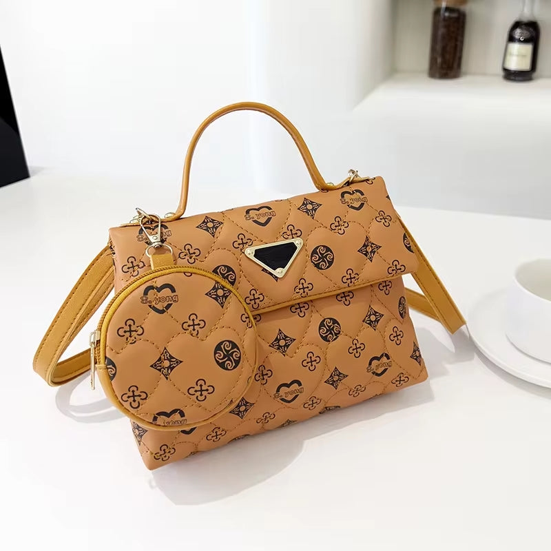 2024 Printed Square Bags Women Handbags- Two Piece Set