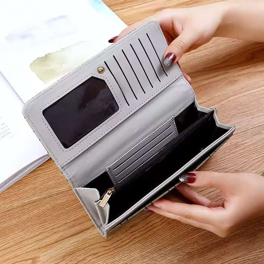 Women's Long Soft Wallet Multifunctional Buckle Fashionable Waterproof- F-4