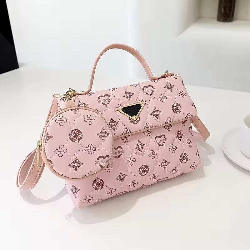 2024 Printed Square Bags Women Handbags- Two Piece Set