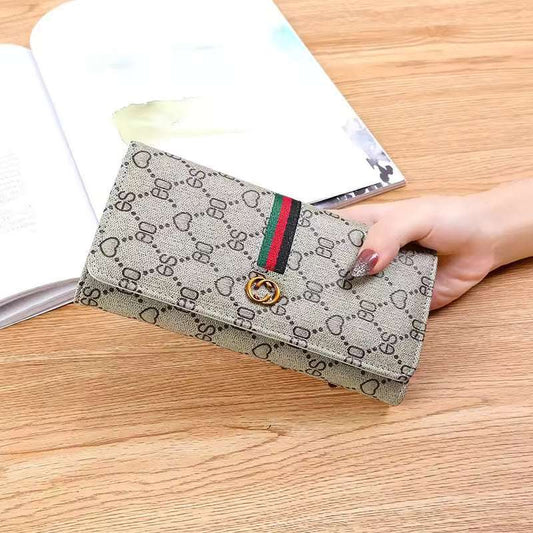 Women's Long Soft Wallet Multifunctional Buckle Fashionable Waterproof- F-6