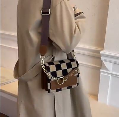 Luxury Checkerboard Fabric Flap Crossbody Sling Bags for Women - 6-The Fashionista 