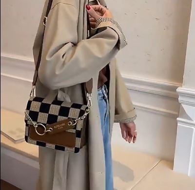 Luxury Checkerboard Fabric Flap Crossbody Sling Bags for Women - 3-The Fashionista 