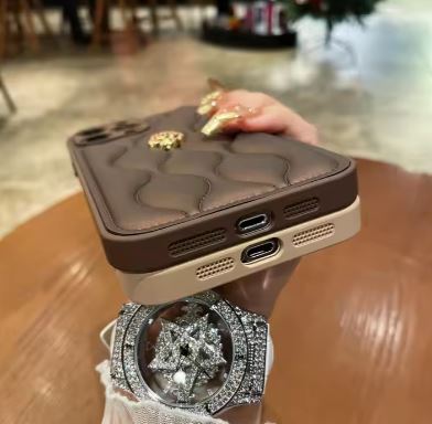 Luxury Designer 3D Rose Plush down jacket Phone case - The Fashionista 