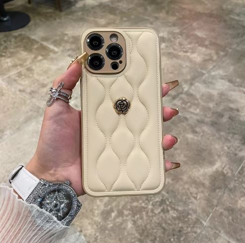 Luxury Designer 3D Rose Plush down jacket Phone case - The Fashionista 