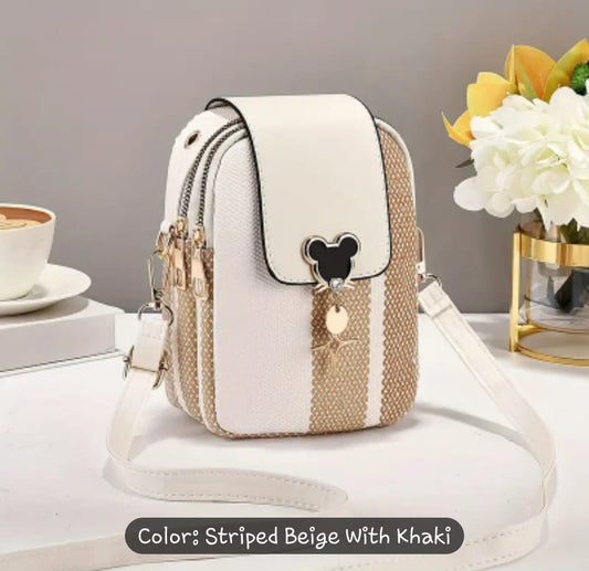 Stylish Cute Geometric Shoulder Bag - Fashionable Bag With Zipper Closure - The Fashionista 