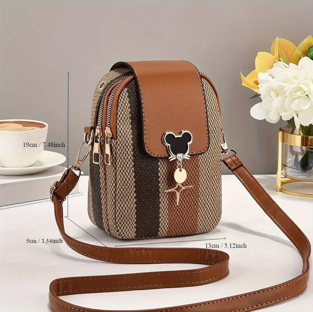 Stylish Cute Geometric Shoulder Bag - Fashionable Bag With Zipper Closure