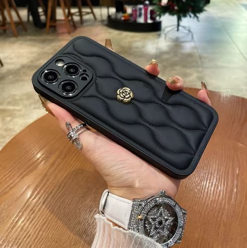 Luxury Designer 3D Rose Plush down jacket Phone case