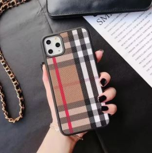 Luxury Plaid Printed Branded Leather Mobile Phone Case