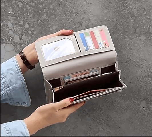 Women's Long Soft Wallet Multifunctional Buckle Fashionable Waterproof-F-3