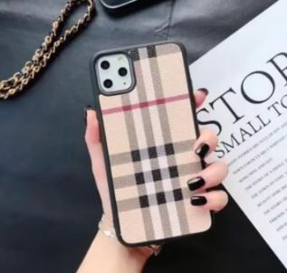 Luxury Plaid Printed Branded Leather Mobile Phone Case